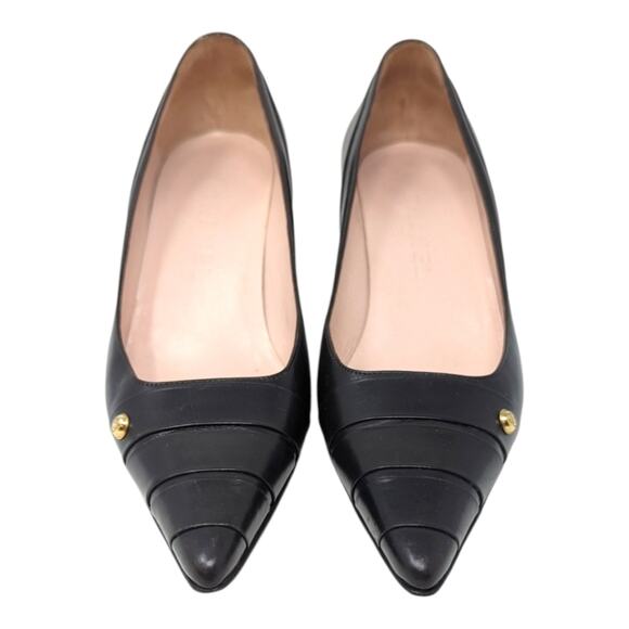 Vintage Chanel kitten heel brown leather CC logo captoe pointed toe Y2K 38.5 - Picture 3 of 12